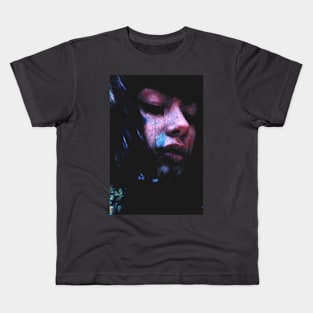 Beautiful girl, blue spots on chin and face. Dark sci-fi, fantasy. So beautiful. Kids T-Shirt